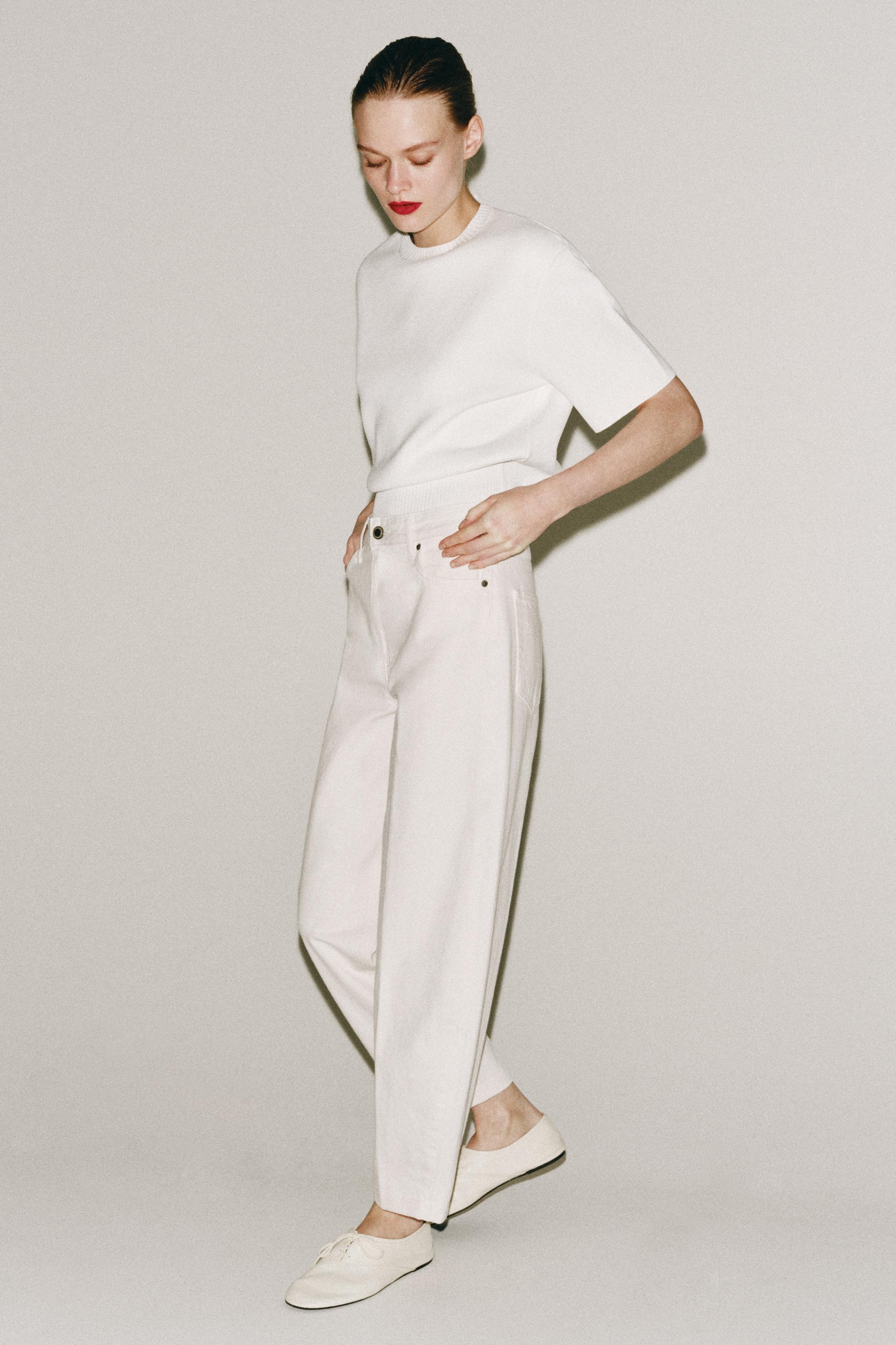 ZW COLLECTION HIGH WAIST STRIPED TAPERED JEANS